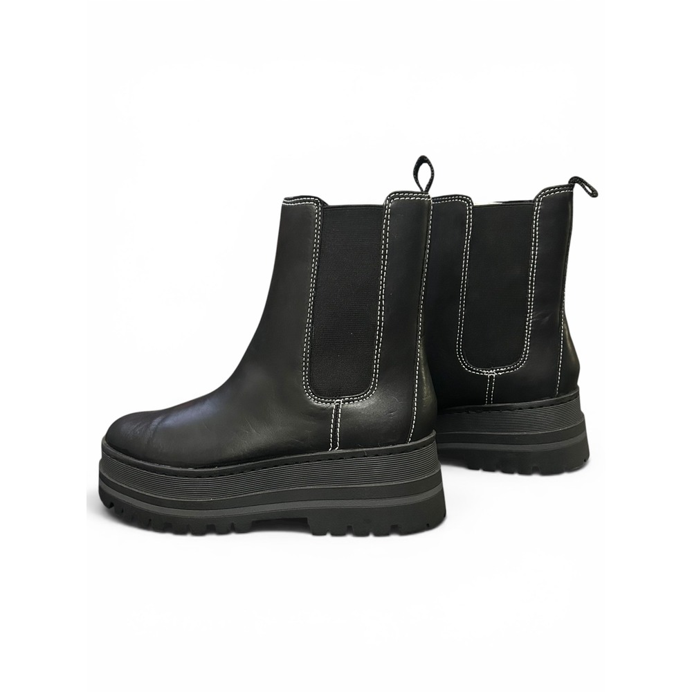 Marc Fisher LTD Pauline Black Leather Chelsea Platform Lug Sole Boots 8.5 NWOT